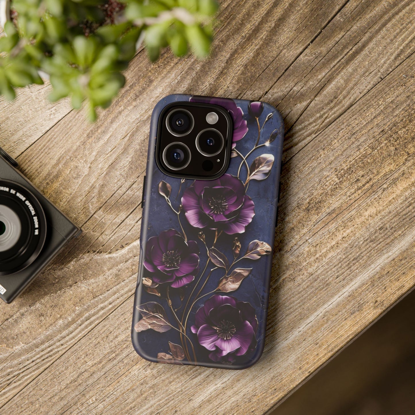 Midnight Purple Floral - Phone Case