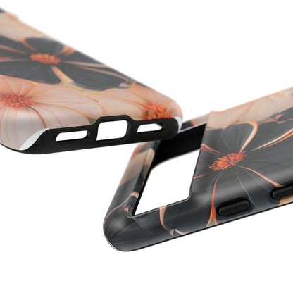 Elegant Black & Peach Floral - Phone Case