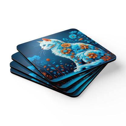 Elegant Floral Feline - Coaster Set