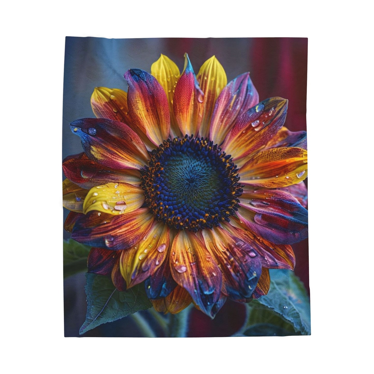 Sunflower with Water Droplets - Plush Blanket