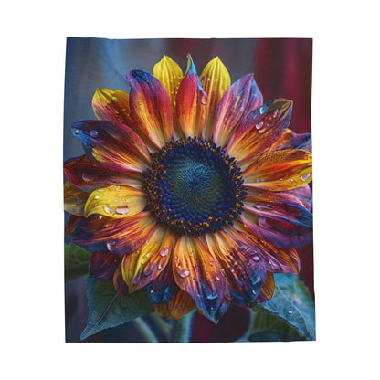 Sunflower with Water Droplets - Plush Blanket