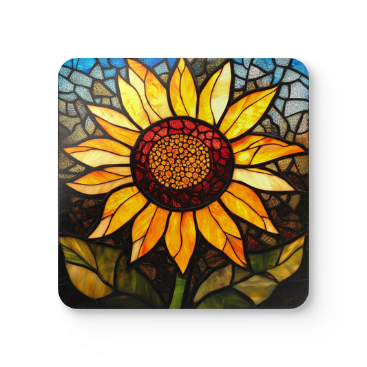 Sunflower Stained Glass Artwork - Coaster Set
