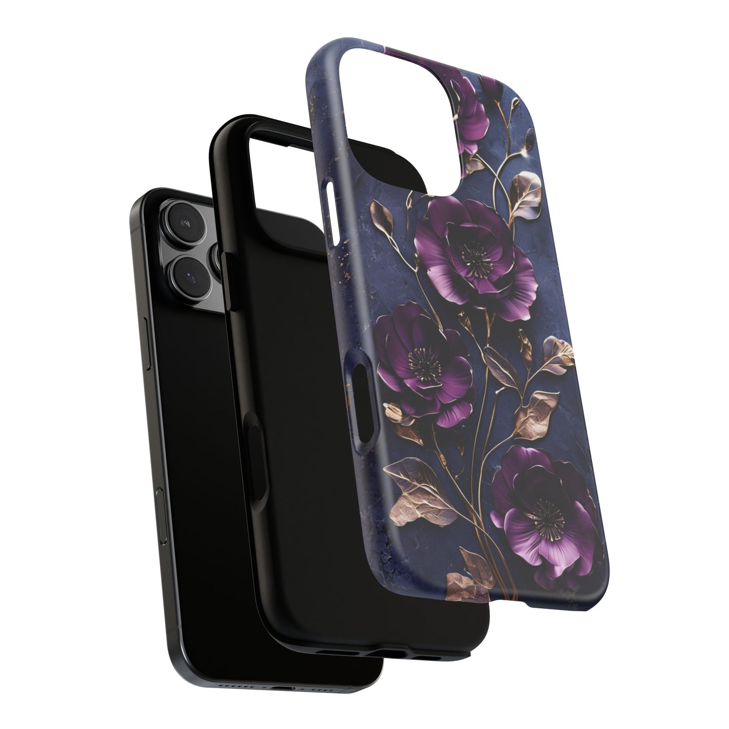 Midnight Purple Floral - Phone Case