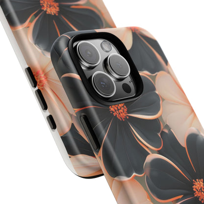 Elegant Black & Peach Floral - Phone Case