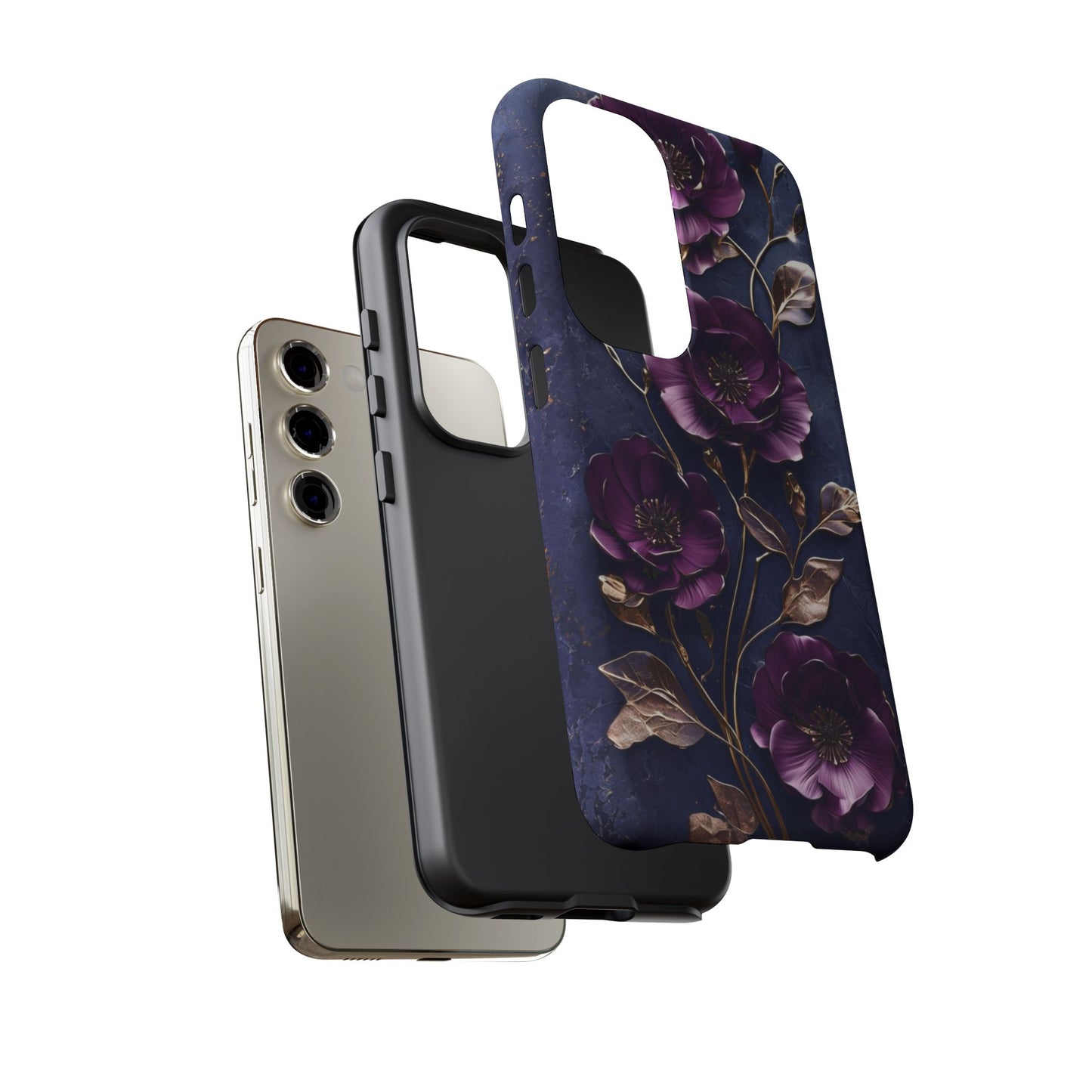 Midnight Purple Floral - Phone Case