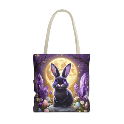 Moonlit Bunny with Amethyst Crystals - Tote Bag