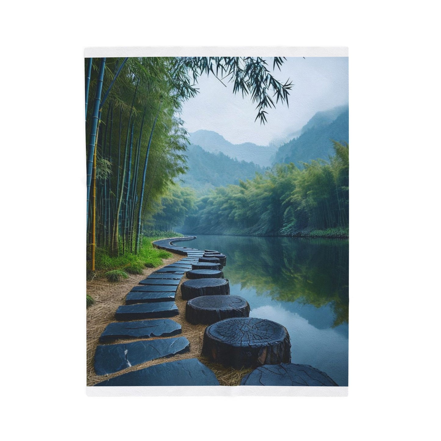 Tranquil Bamboo Path - Velveteen Plush Blanket
