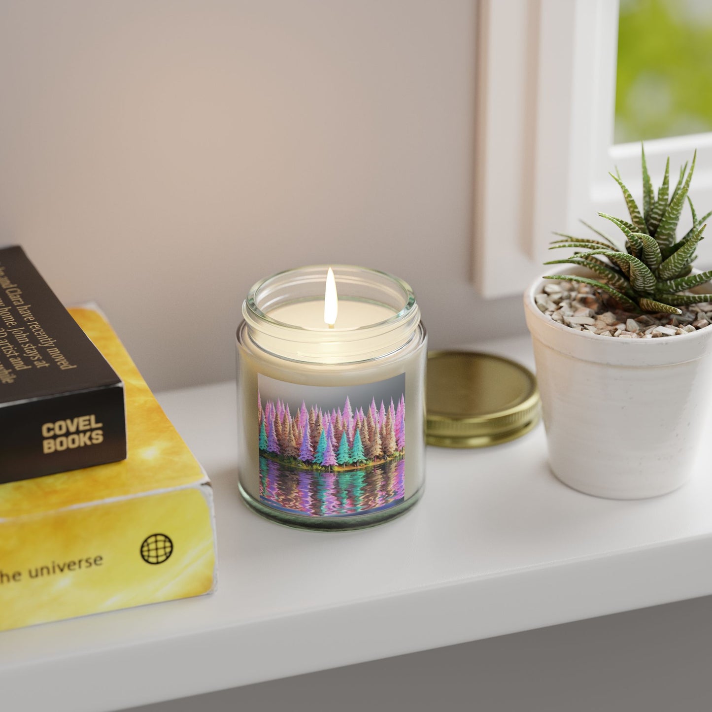 Pastel Pine Trees & Lake Reflection - Candle