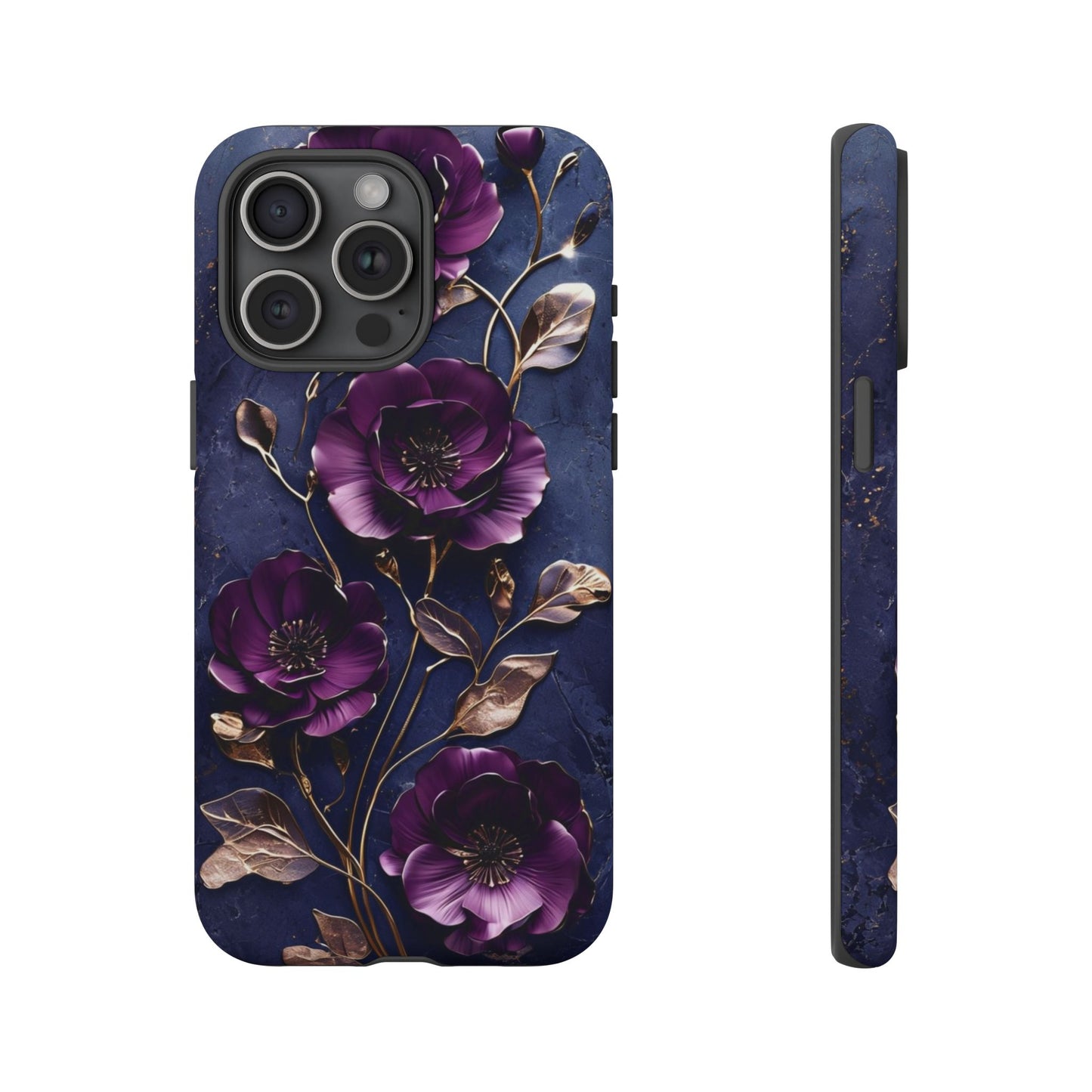 Midnight Purple Floral - Phone Case