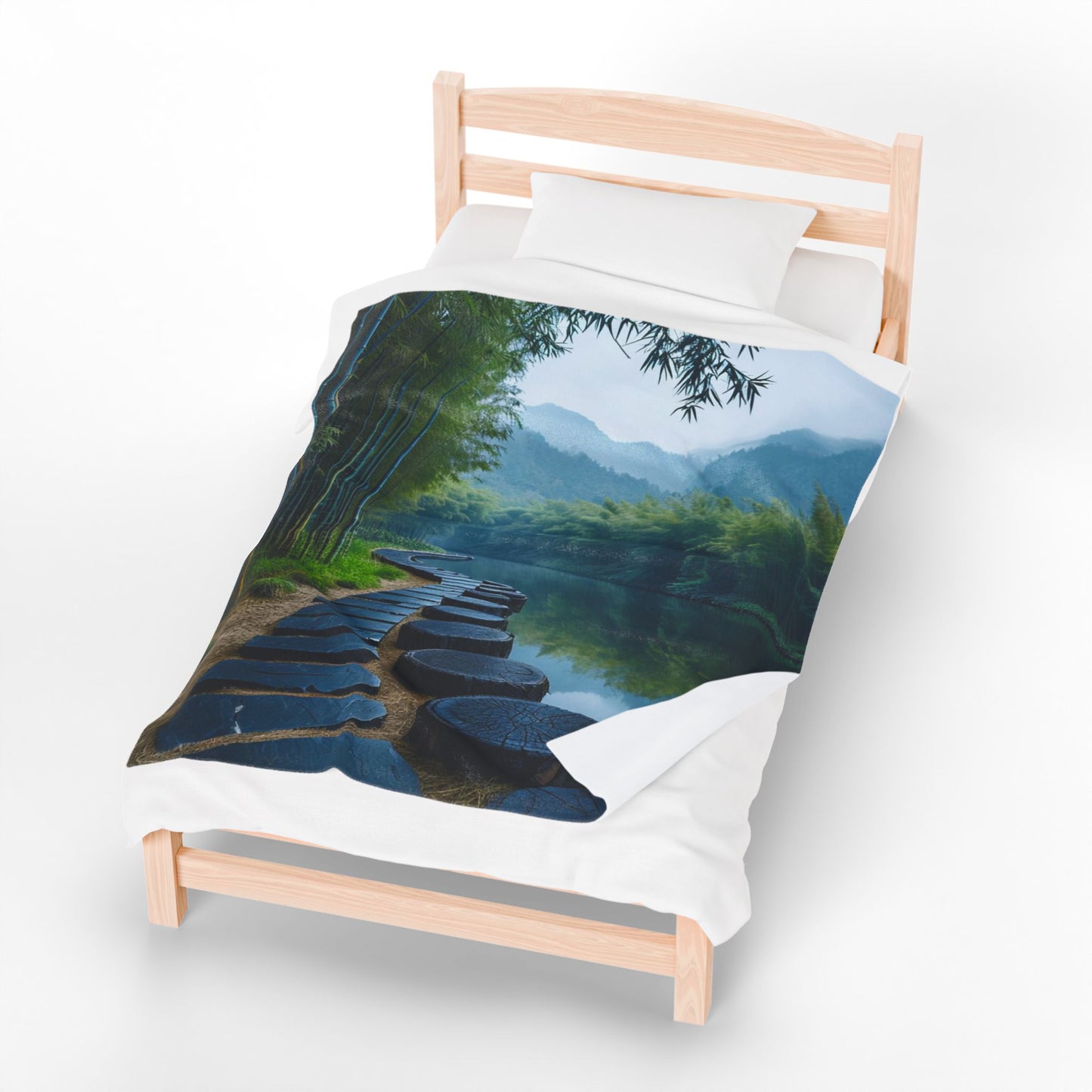 Tranquil Bamboo Path - Velveteen Plush Blanket