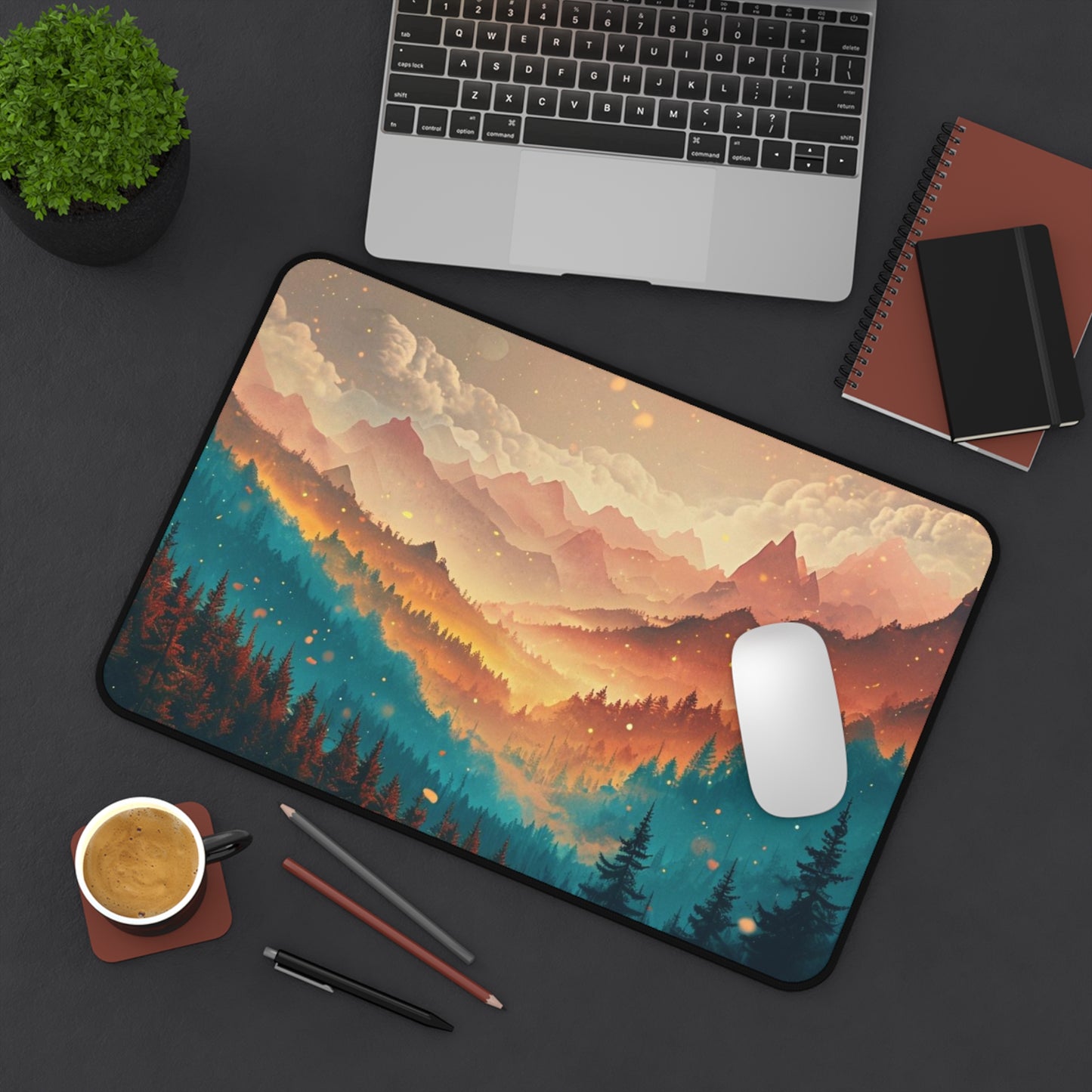 Serene Mountain Sunset - Desk Mat