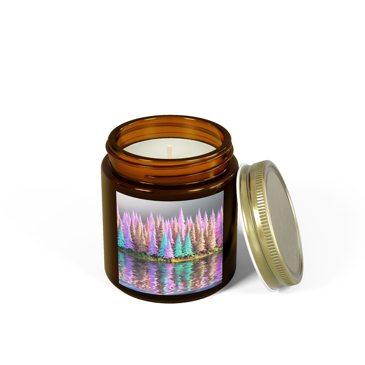 Pastel Pine Trees & Lake Reflection - Candle