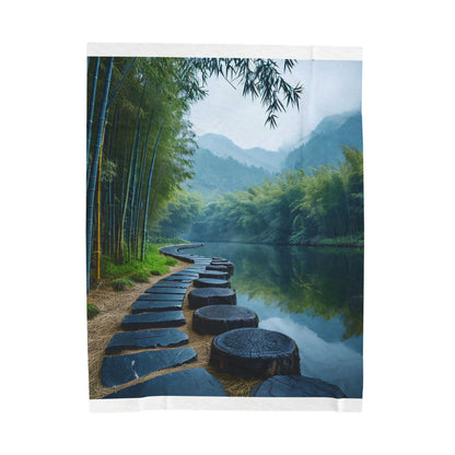 Tranquil Bamboo Path - Velveteen Plush Blanket