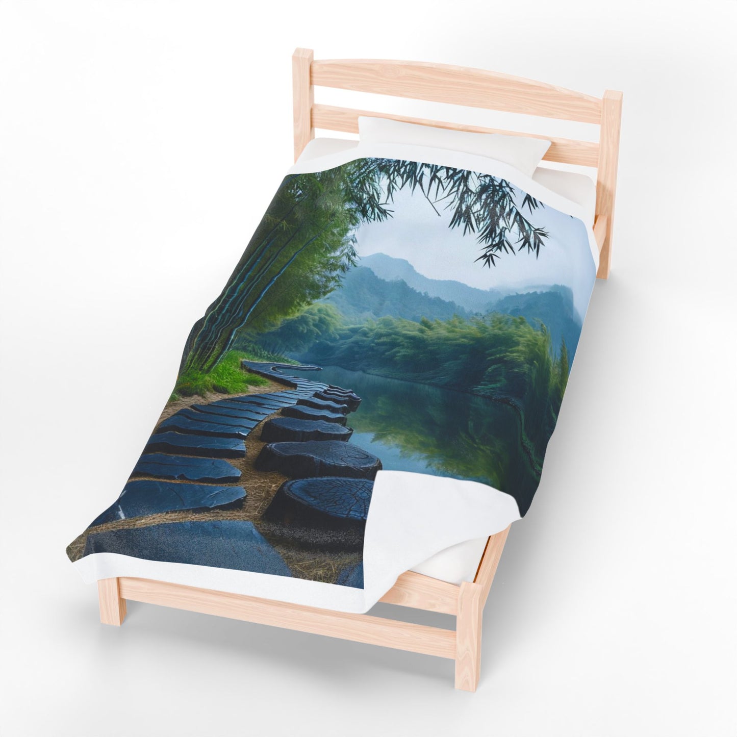 Tranquil Bamboo Path - Velveteen Plush Blanket