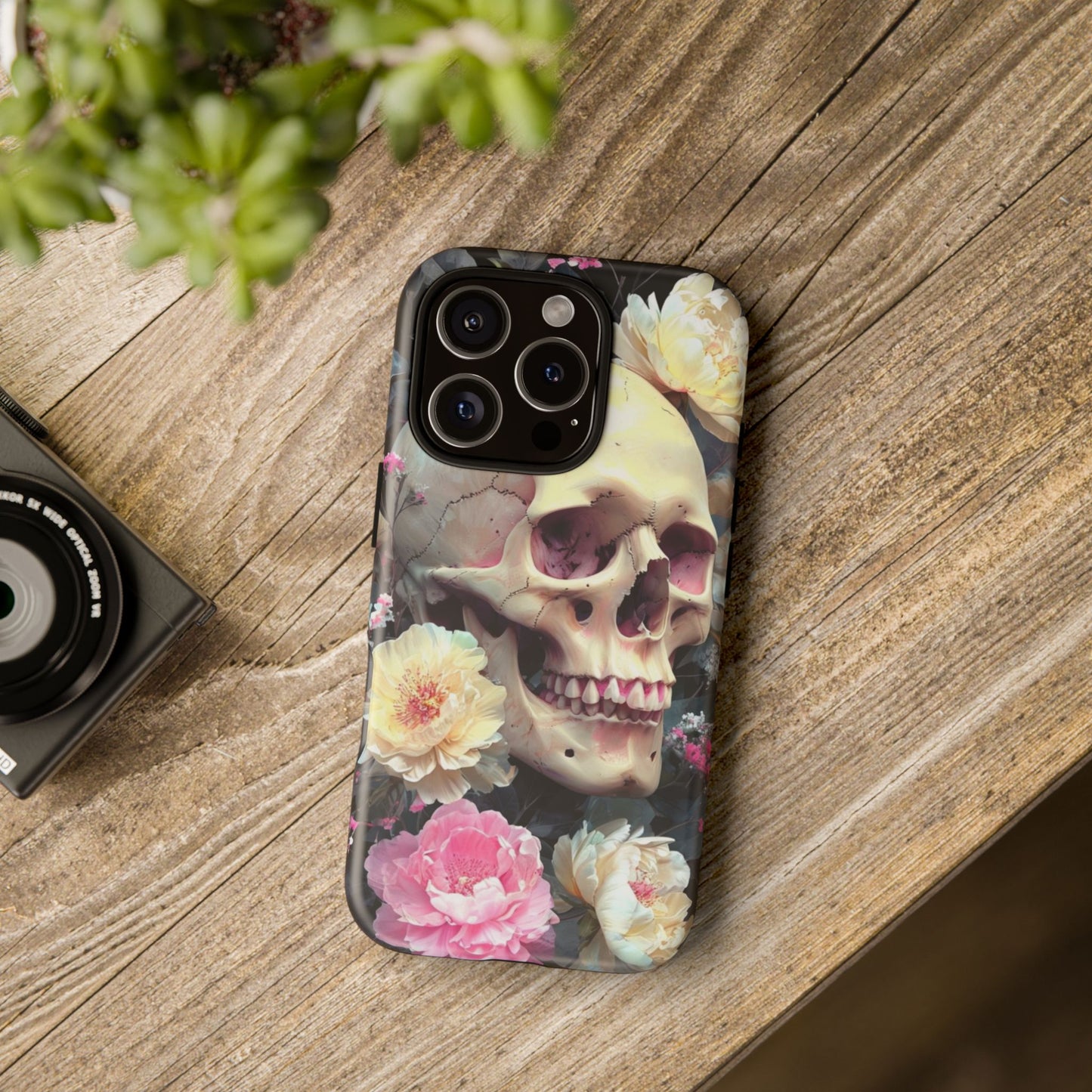 Gothic Floral Skull - Phone Case