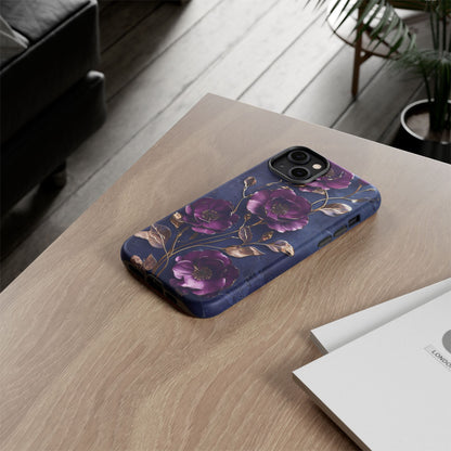 Midnight Purple Floral - Phone Case