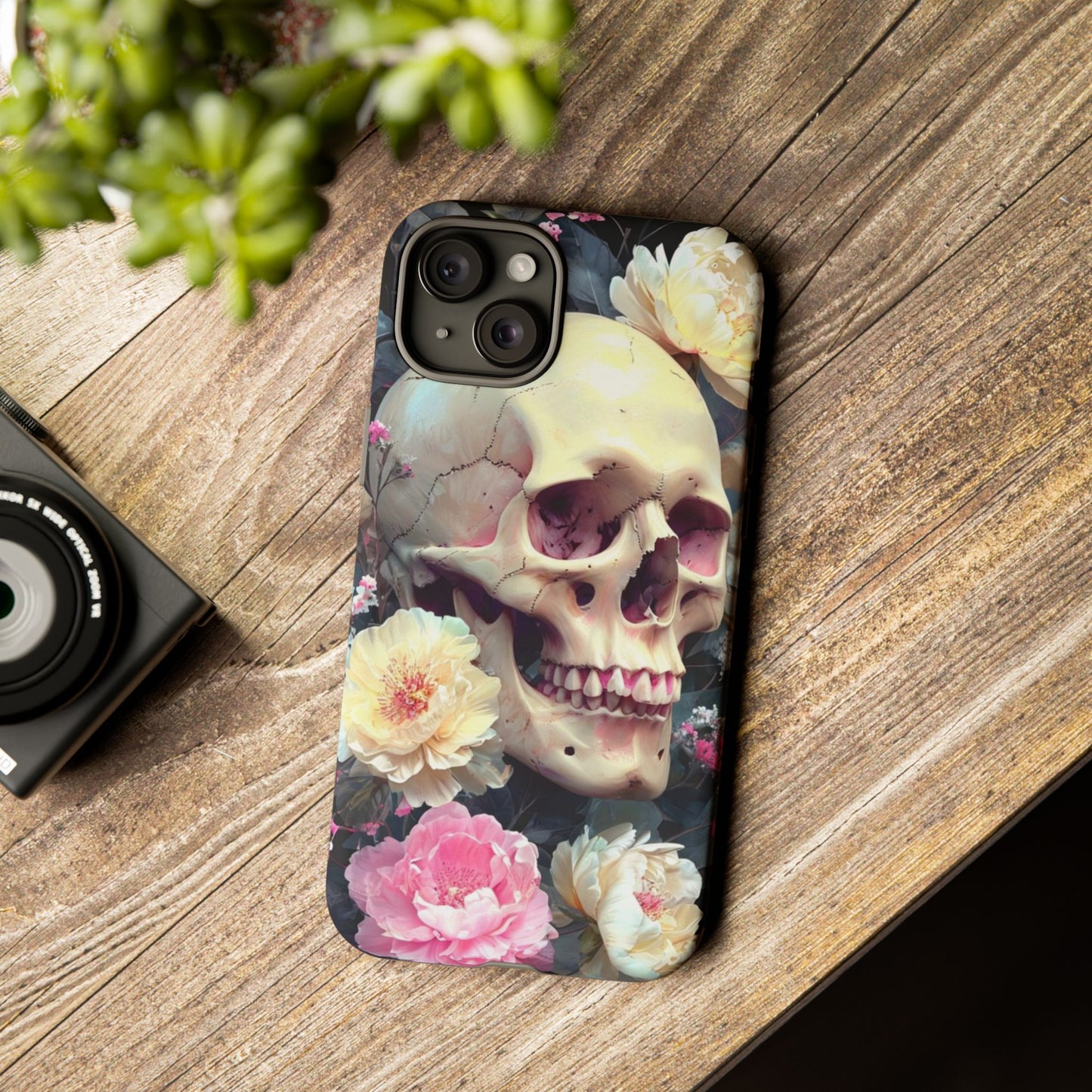 Gothic Floral Skull - Phone Case