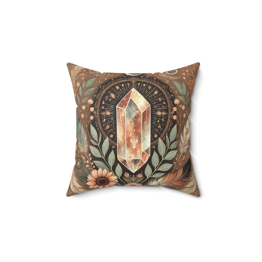 Mystical Sunflower & Quartz - Polyester Square Pillow