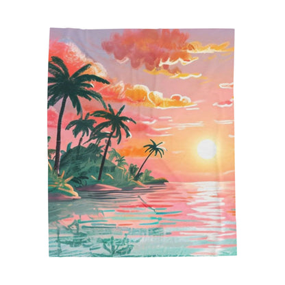 Tropical Sunset  - Velveteen Plush Blanket