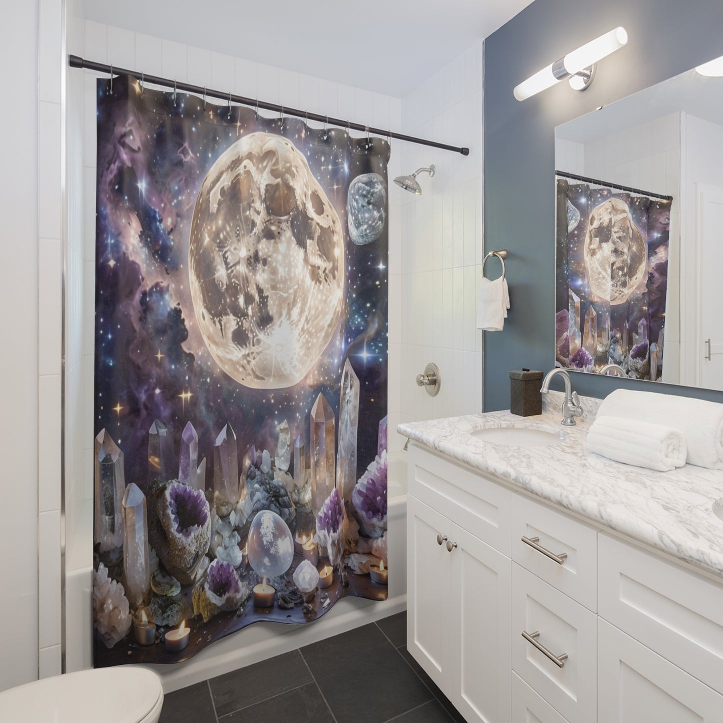 Full Moon & Crystal Energy - Shower Curtain