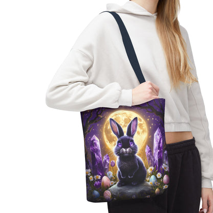 Moonlit Bunny with Amethyst Crystals - Tote Bag
