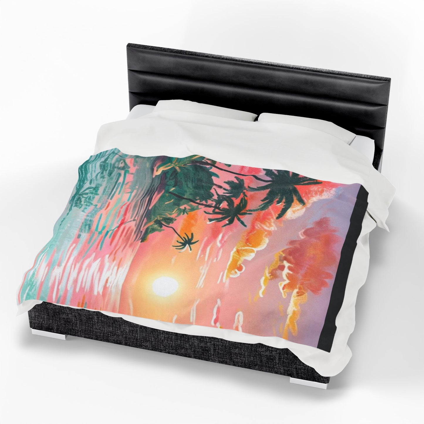 Tropical Sunset  - Velveteen Plush Blanket