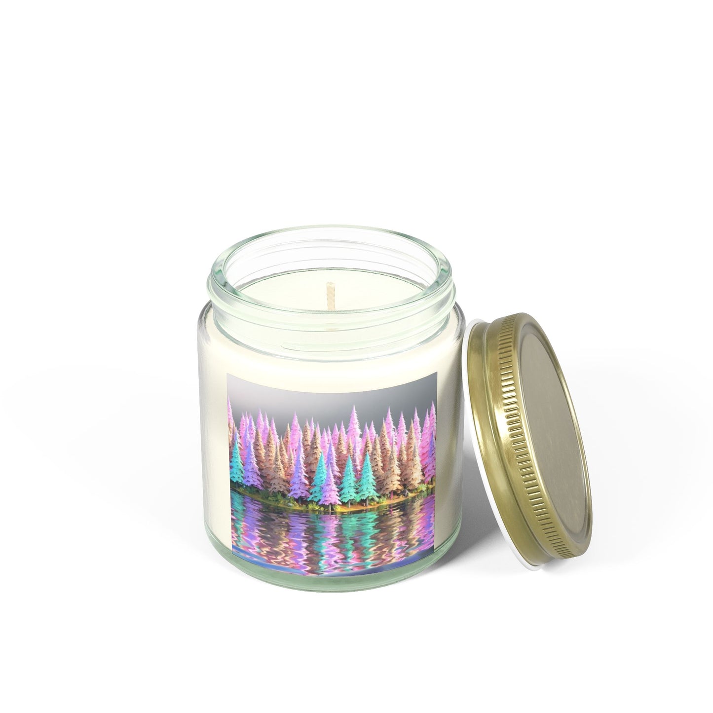 Pastel Pine Trees & Lake Reflection - Candle