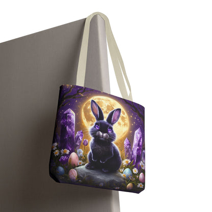 Moonlit Bunny with Amethyst Crystals - Tote Bag