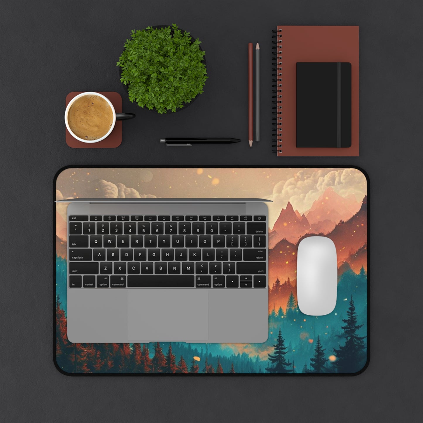Serene Mountain Sunset - Desk Mat