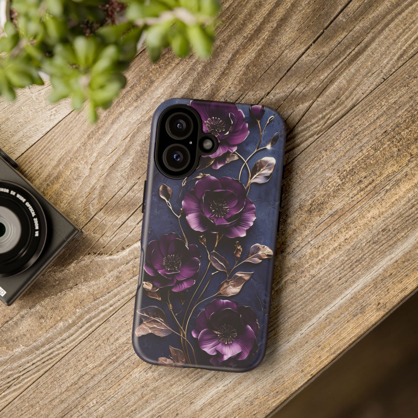Midnight Purple Floral - Phone Case
