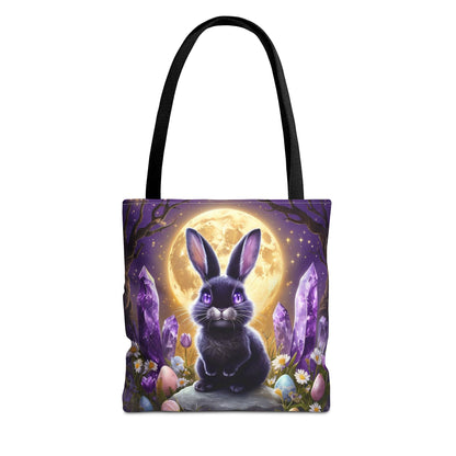 Moonlit Bunny with Amethyst Crystals - Tote Bag