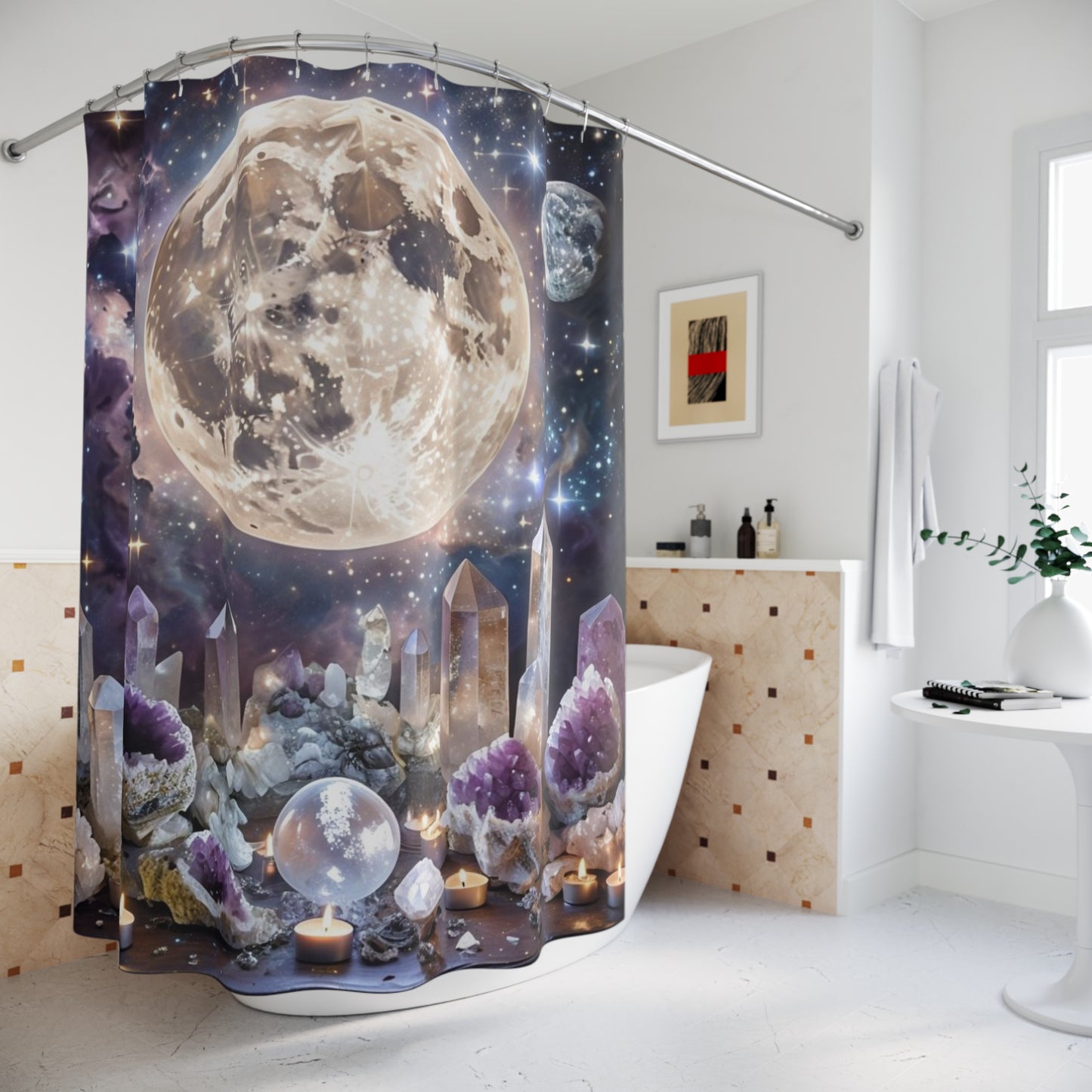 Full Moon & Crystal Energy - Shower Curtain