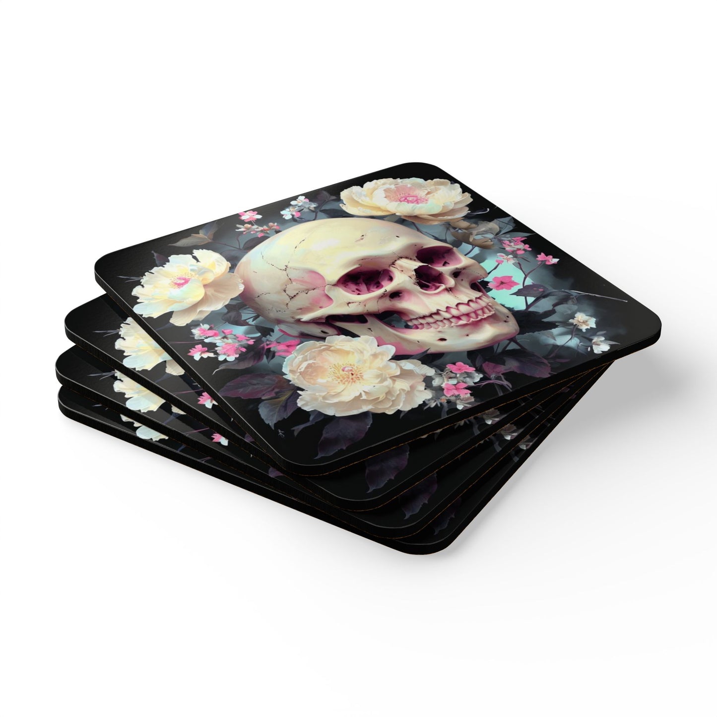 Gothic Skull & Floral - Coaster Set