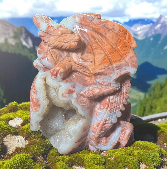 Cotton Candy Agate Dragon & Castle
