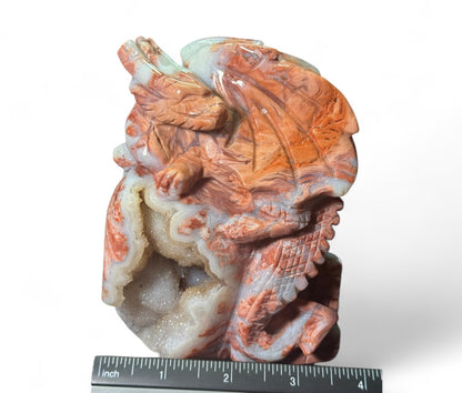 Cotton Candy Agate Dragon & Castle